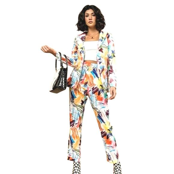 L’atiste By Amy Life Is Art Women’s Color Splash Blazer And Trouser Set Size M - Picture 1 of 11